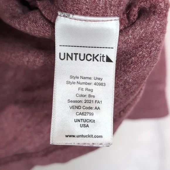 UNTUCKit Urey Heather Red Long Sleeve Henley Thermal Tee Size Medium - Picture 3 of 5